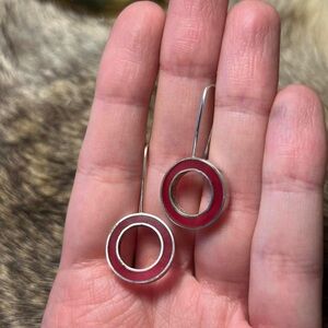 Abstract artisan made pink resin ring earrings